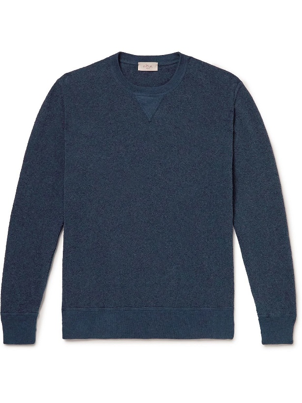 Photo: Altea - Slim-Fit Cotton-Blend Bouclé Sweater - Blue