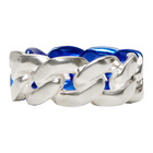 Maison Margiela Silver and Blue Chain-Link Ring