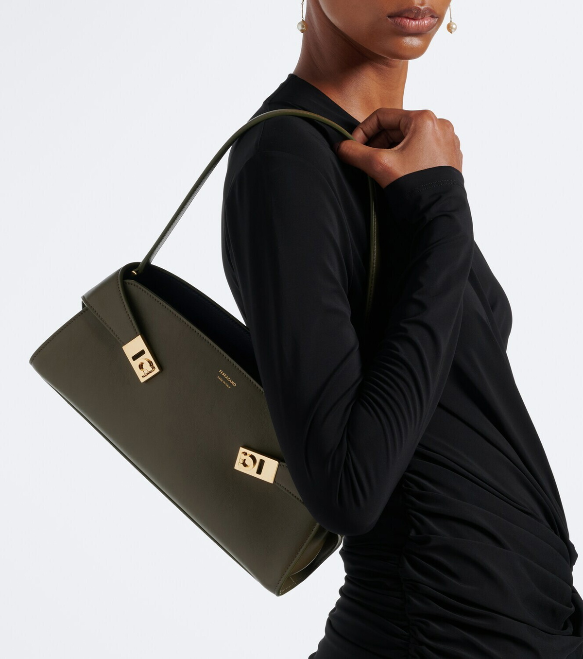Ferragamo Hug East-West Small leather shoulder bag