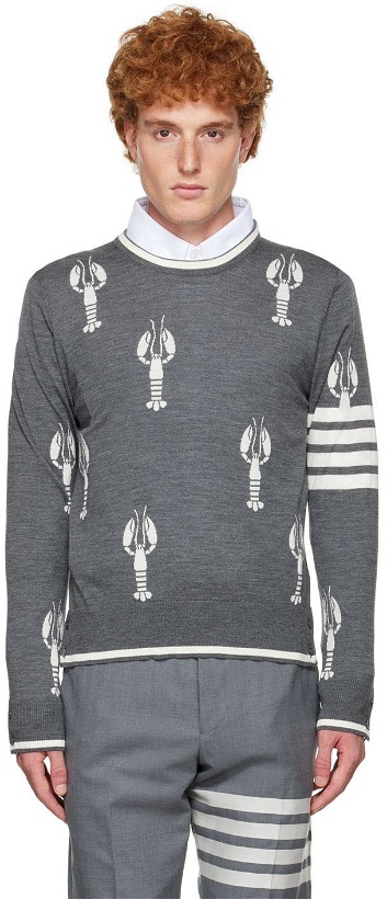 Photo: Thom Browne Gray Lobster 4-Bar Sweater