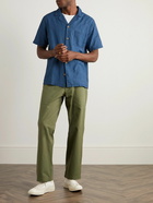 Folk - Camp-Collar Houndstooth Linen and Cotton-Blend Shirt - Blue