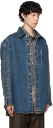 Feng Chen Wang Blue Zip Denim Jacket