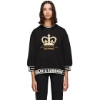 Dolce and Gabbana Black Three-Quarter Sleeve Crown Sweatshirt