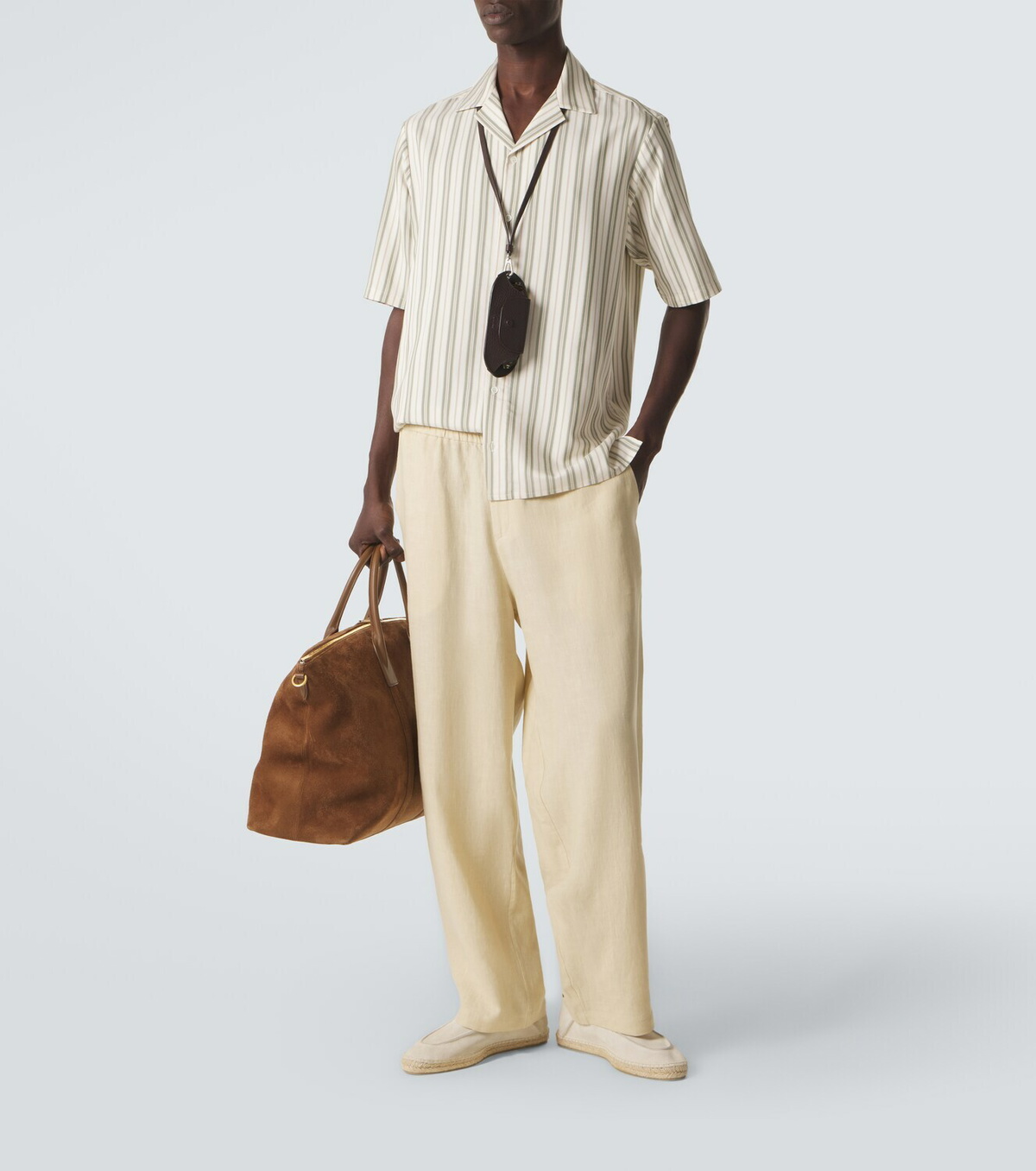 Le Kasha Striped silk bowling shirt