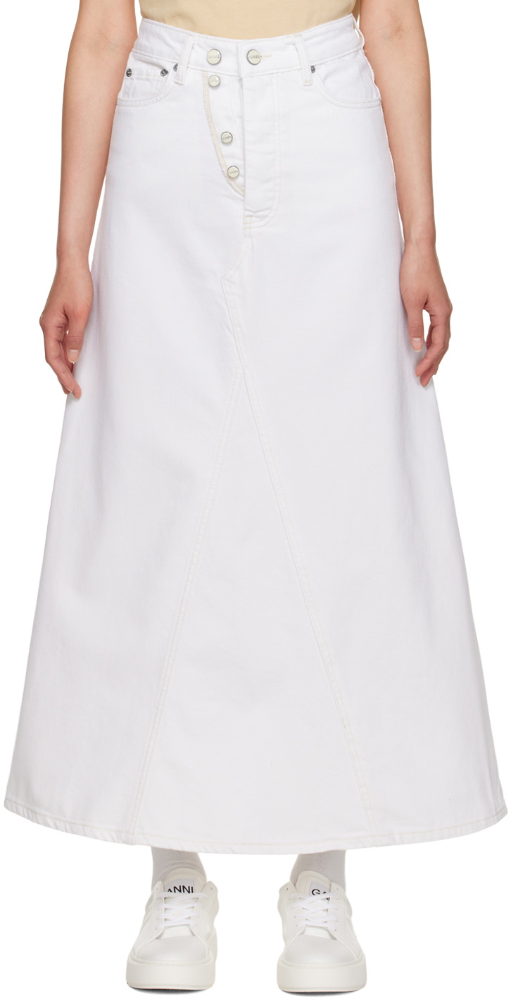 GANNI White Double Fly Maxi Skirt GANNI