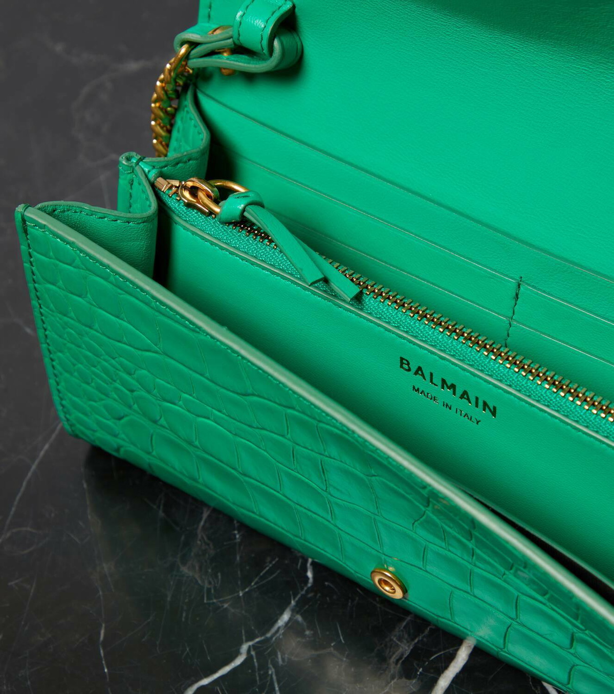 Balmain B-Buzz croc-effect leather wallet on a chain Balmain