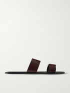 SAINT LAURENT - Babylone Logo-Embellished Leather Sandals - Brown