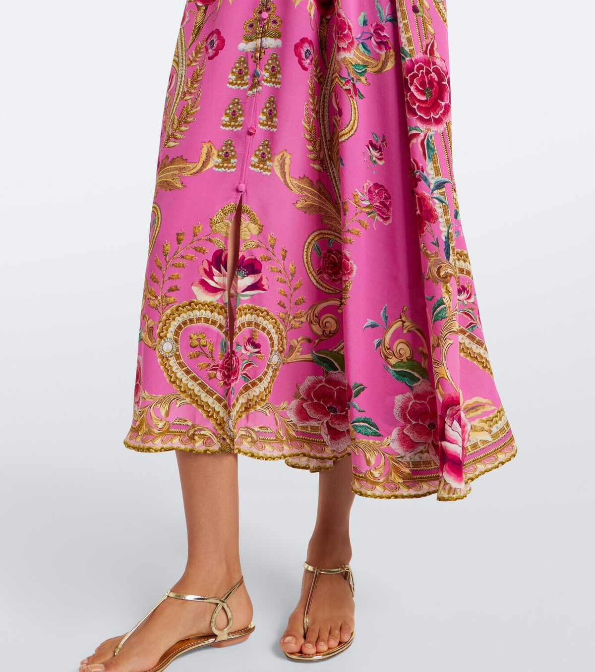 Camilla Embellished floral silk midi dress