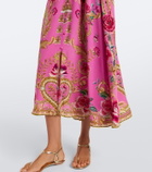 Camilla Embellished floral silk midi dress