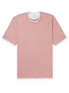Brunello Cucinelli - Slim-Fit Layered Cotton and Linen-Blend Jersey T-shirt - Pink