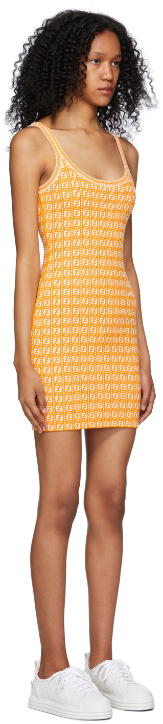 Fendi Orange & White Jacquard 'Forever Fendi' Dress