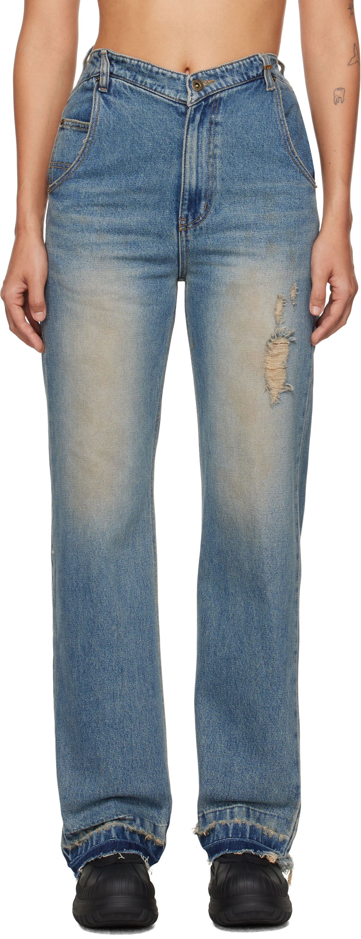 We11done Blue Heart Jeans