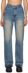 We11done Blue Heart Jeans