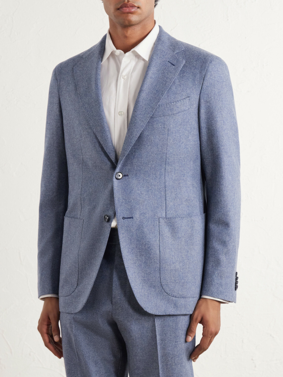 Caruso - Wool and Cashmere-Blend Flannel Suit Jacket - Blue