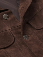 Greg Lauren - Camp-Collar Suede Trucker Jacket - Brown