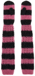 Chopova Lowena Pink & Black Stripped Gloves