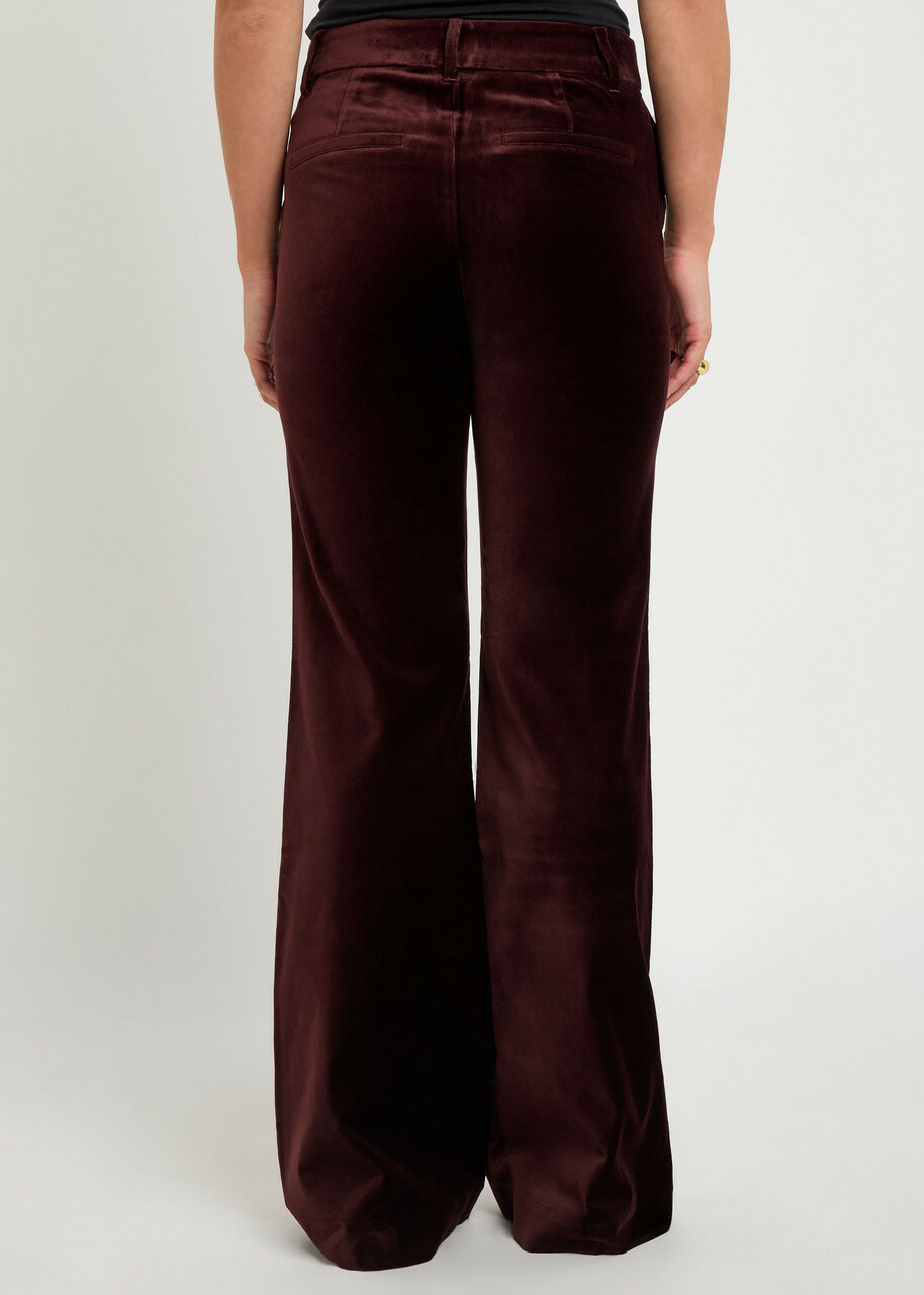Paige Marlow Flared-leg Velvet Trousers Aubergine
