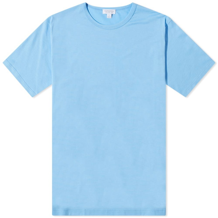 Photo: Sunspel Men's Classic Crew Neck T-Shirt in Cyan Blue
