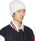 Thom Browne White 4-Bar Beanie