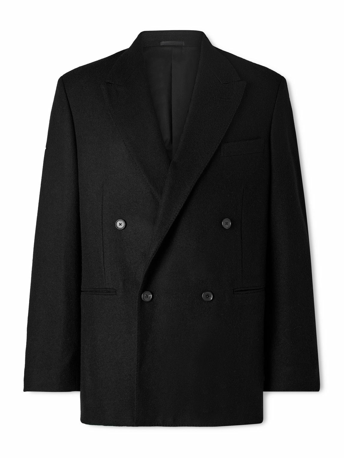 A.PRESSE - Double-Breasted Wool-Twill Blazer - Black A.PRESSE