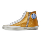 Golden Goose Off-White and Copper Lizard Francy High-Top Sneakers