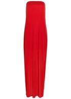 Staud Liliana Strapless Stretch-mesh Maxi Dress Red