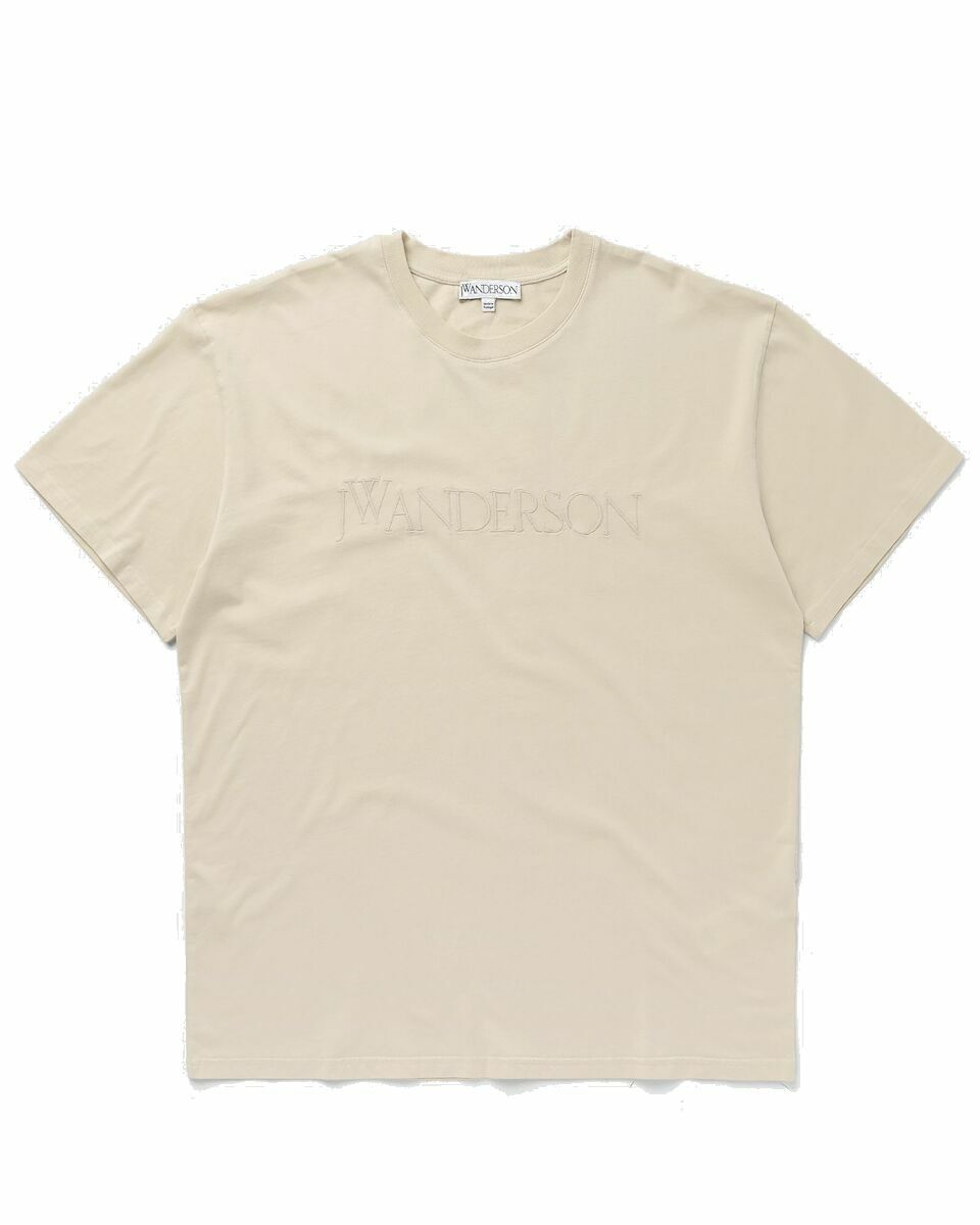 Photo: Jw Anderson Logo Embroidery T Shirt Beige - Mens - Shortsleeves