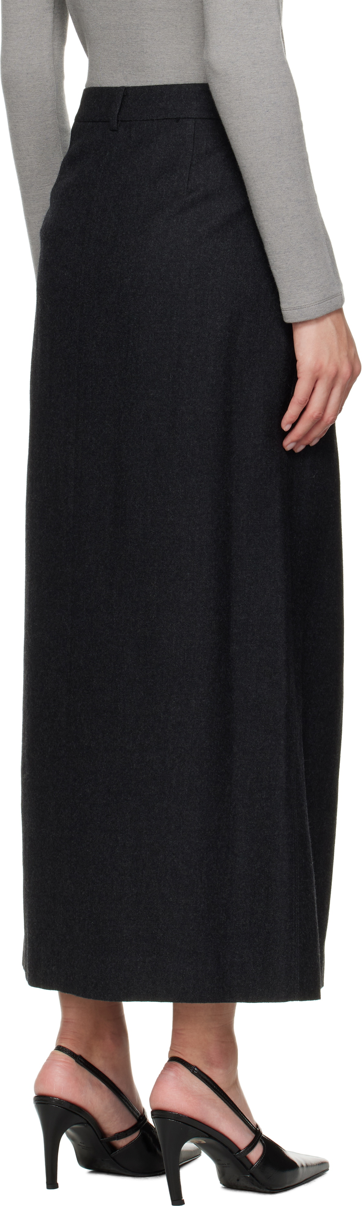 LE17SEPTEMBRE Gray Wool Tailored Maxi Skirt
