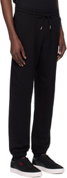 Hugo Black Cotton Terry Split Logo Sweatpants