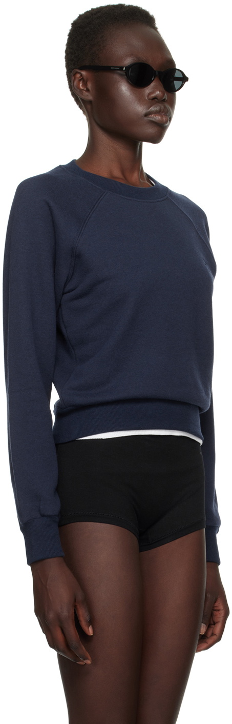 ÉTERNE Navy Shrunken Raglan Sweatshirt