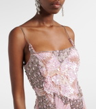 Là Fuori Embellished floral minidress
