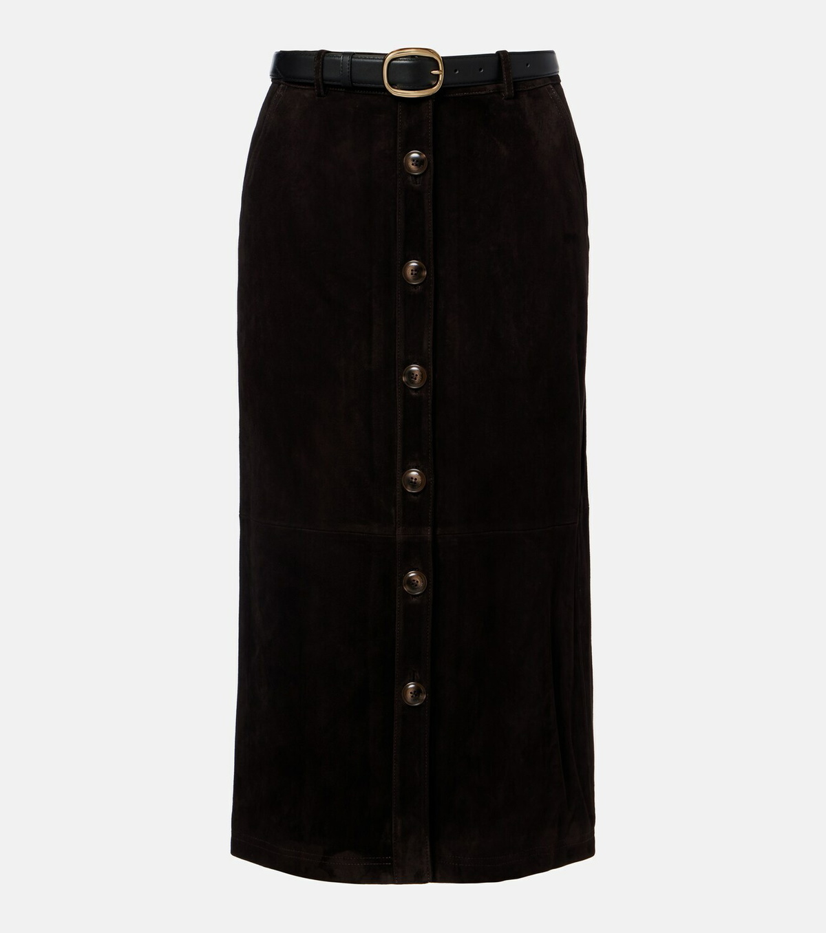 Self-Portrait Suede midi skirt
