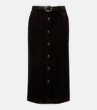 Self-Portrait Suede midi skirt