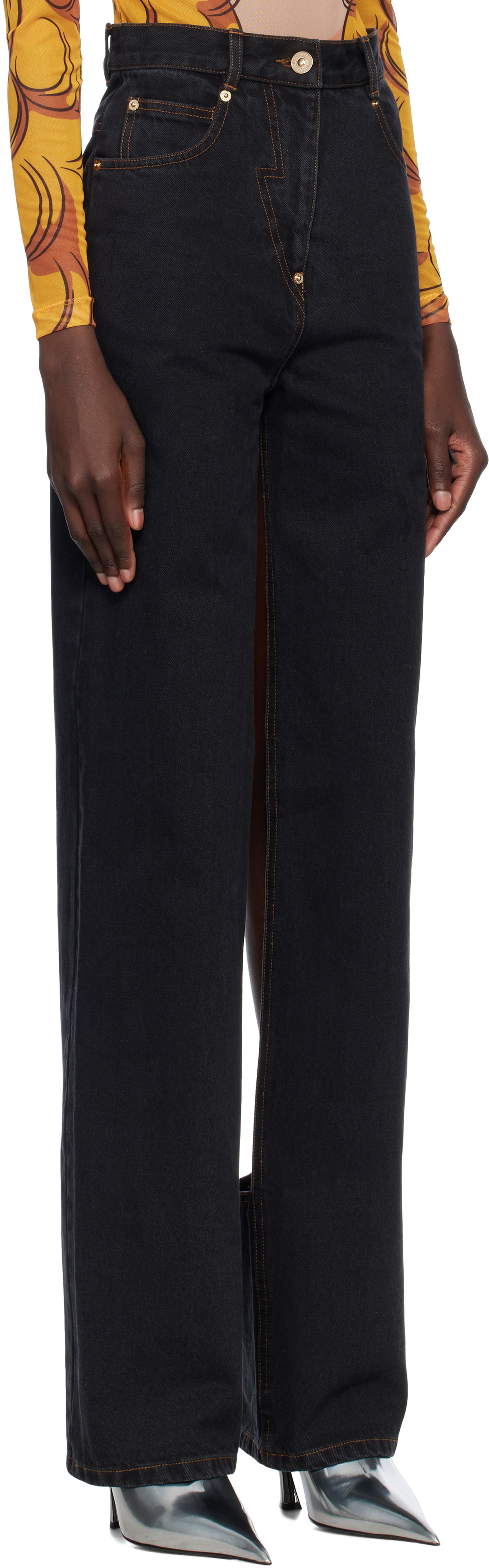 Pushbutton Black Back Panty Jeans