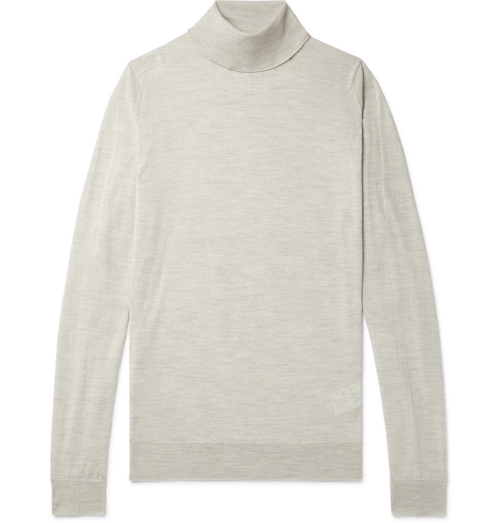 Photo: John Smedley - Cherwell Merino Wool Rollneck Sweater - Gray