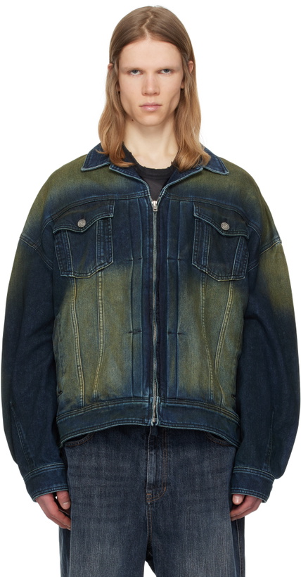 Photo: Juun.J Navy Zipper Trucker Denim Jacket
