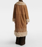 Rixo Cienna embroidered suede coat
