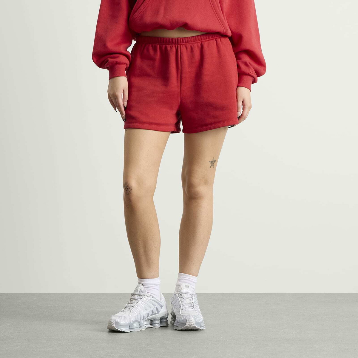SKIMS Women's Cotton Fleece Classic Short in Washed Red