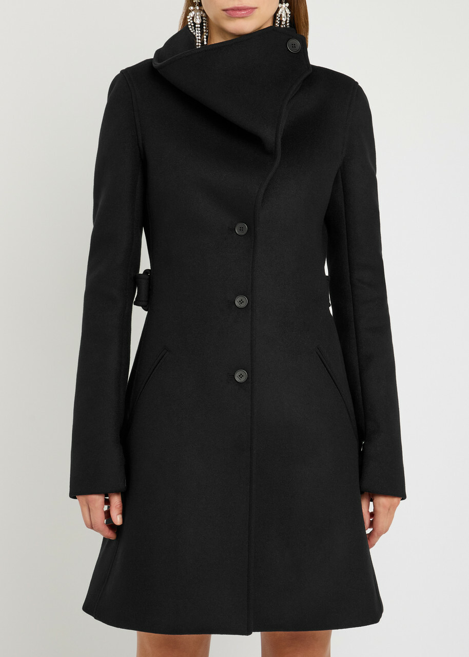 Courrèges Heritage Belted Wool and Silk-blend Coat Black