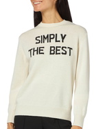 MC2 Saint Barth Woman Crewneck White Sweater With Simply The Best Lurex Print | Niki Dj Special Edition