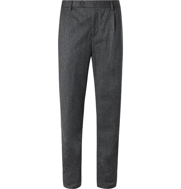 Photo: Massimo Alba - Pleated Mélange Wool-Flannel Suit Trousers - Gray