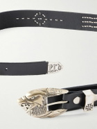 Enfants Riches Déprimés - 3.8cm Double Eagle Studded Leather Belt - Black