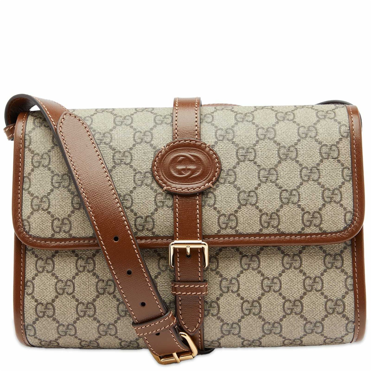 Gucci, GG Rétro Leather-Trimmed Coated-Canvas Messenger Bag, Men, Black