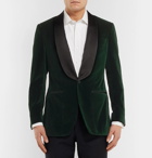 Thom Sweeney - Dark-Green Slim-Fit Satin-Trimmed Cotton-Velvet Tuxedo Jacket - Men - Green
