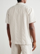 Richard James - Camp-Collar Embroidered Cotton and Linen-Blend Shirt - Neutrals