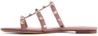 Valentino Garavani Pink Rockstud Flat Slide Sandals