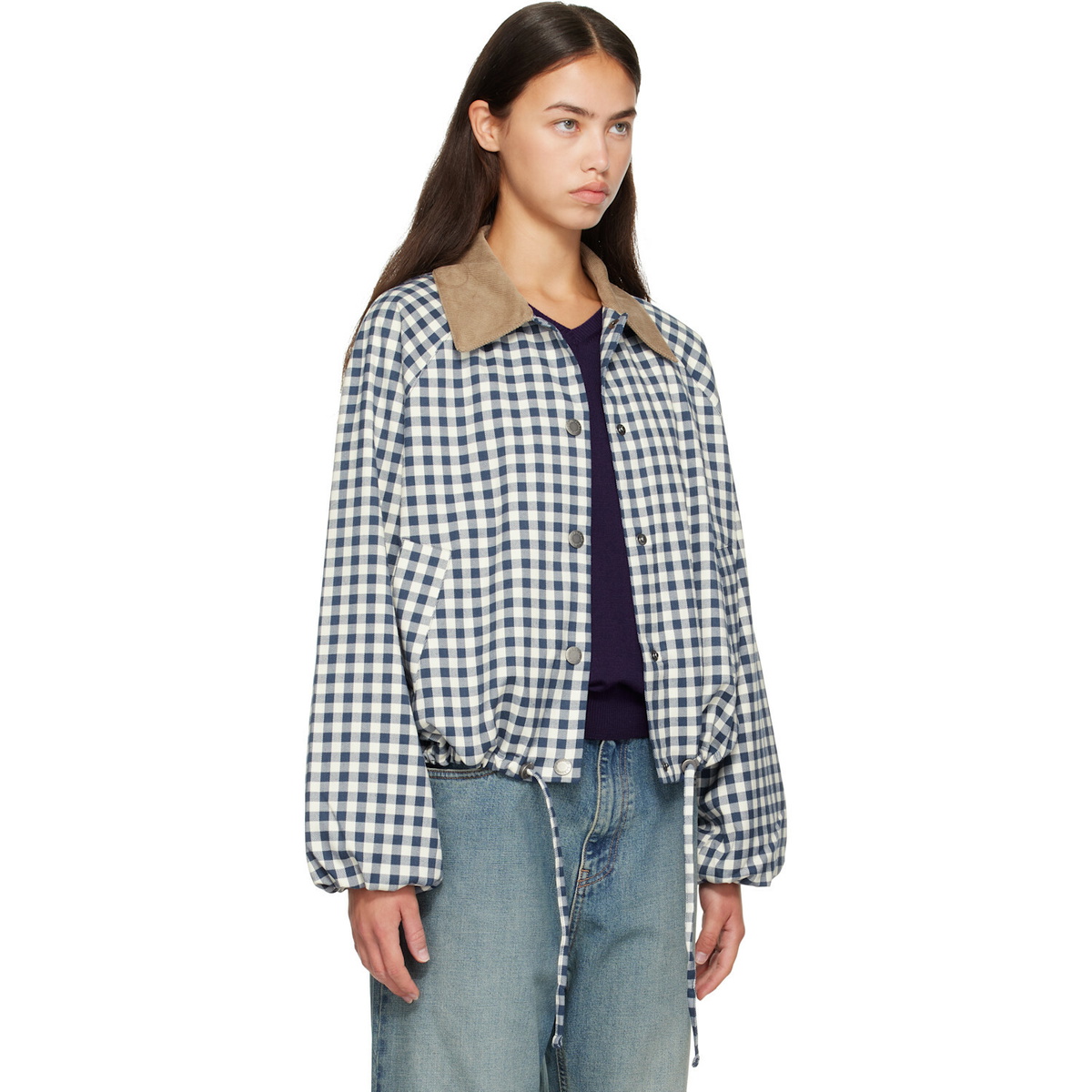 Barbour Blue & White Ovingham Gingham Casual Jacket