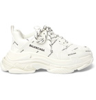 Balenciaga - Triple S Logo-Print Faux Leather Sneakers - White