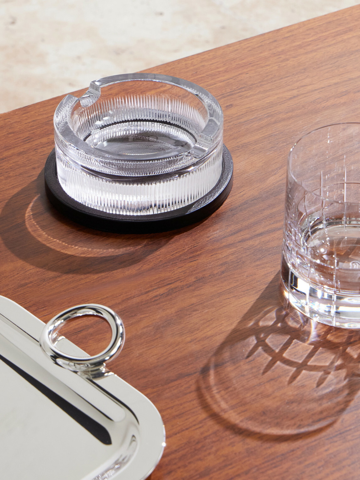 Dunhill - Leather and Crystal Ashtray - Neutrals