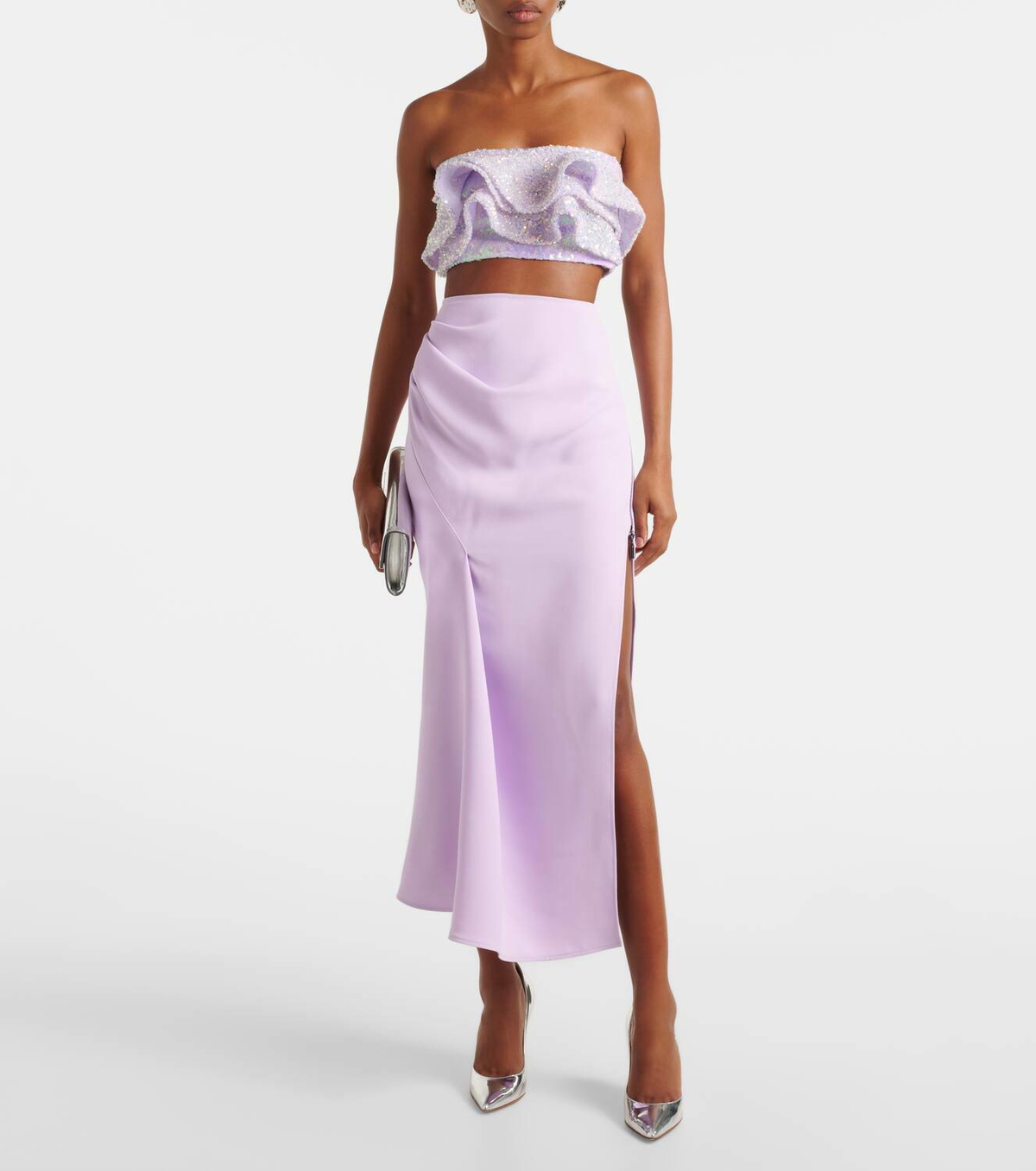 Maticevski Together Wave ruffled sequined bandeau top